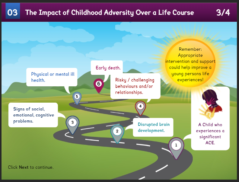 This 50 minute training video is an introduction to ACEs (Adverse Childhood Experiences) Early Trauma, the importance of childhood on the rest of children’s lives and what protective factors and resilience children need to cope.